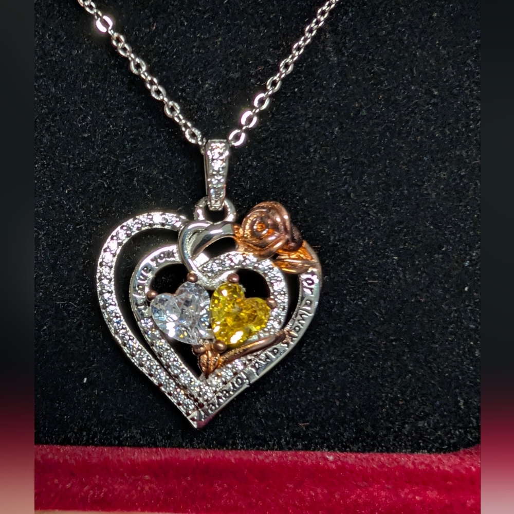 Heart Pendant Necklace with Crystals